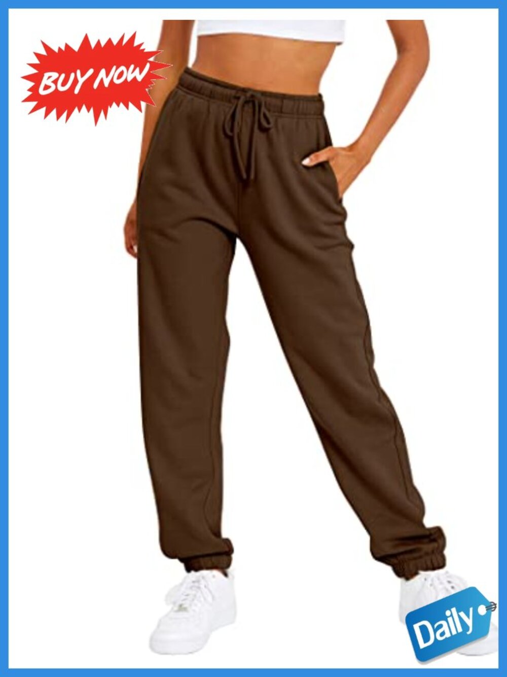 Baggy Fleece Lined Sweatpants High Waisted Cuffed Joggers Lounge Pants